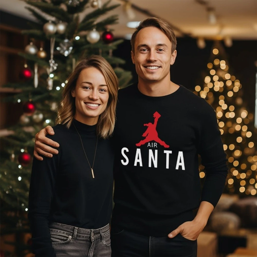 Air Santa Christmas Sweatshirt Funny Unisex Holiday Jumper Creative Design Unique Christmas Gift Clothing Trendy Style Pullover