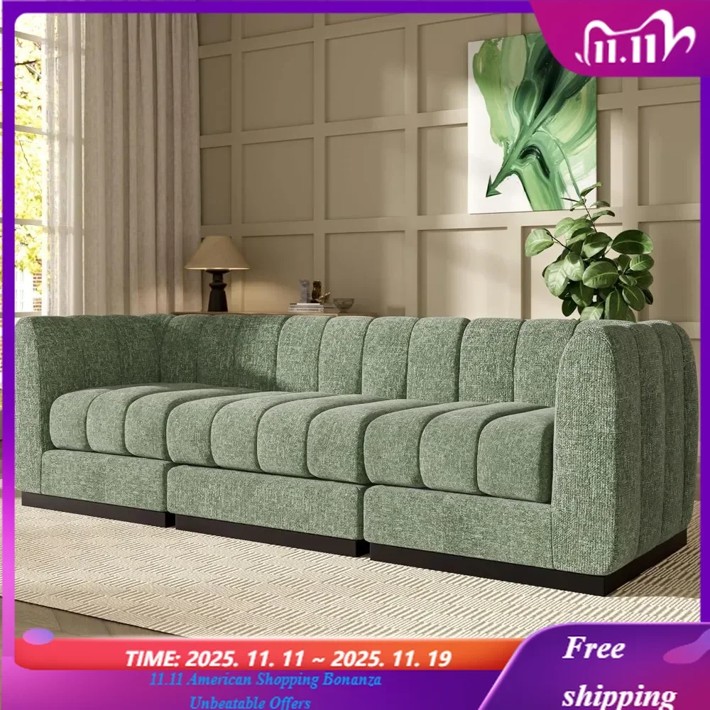 

Modern Minimalist Style Sofa with Deep Seat, Modular Sectional Couch, Comfortable Living Room Couches, 3 Seater, 96 in