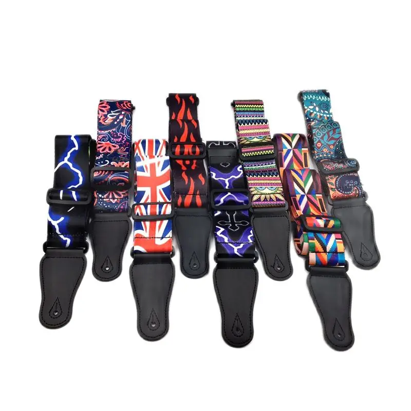 Adjustable Nylon Widening Thickening Print Guitar Strap for Acoustic Electric Guitar Bass Unique Pattern Multi Color
