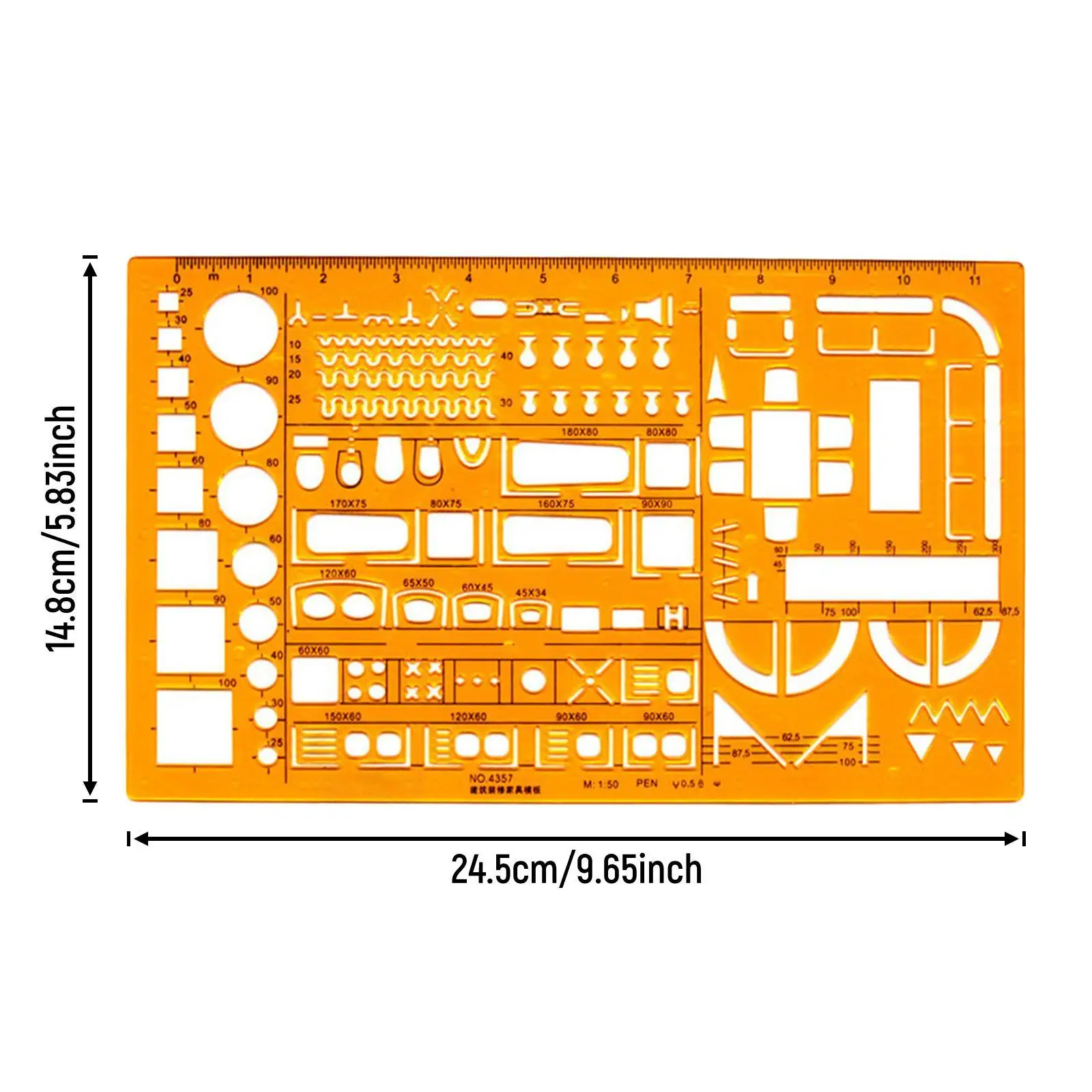 Architektenvorlagen, Lineal, Zeichenwerkzeuge, Innendesign, Möbelschablone
