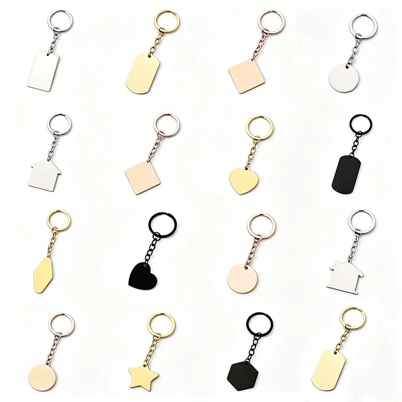 10pcs /lot Stainless Steel Keychains  Personalized keyrings DIY Jewelry Gift