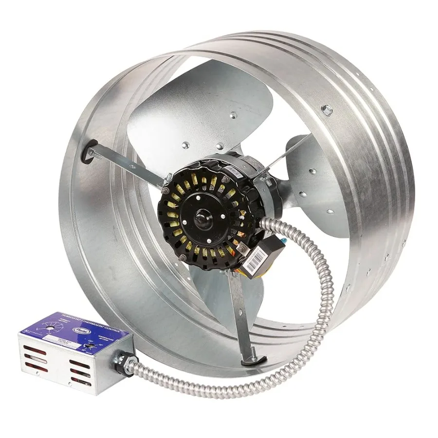 مروحة جبل GAF 1600 CFM مع ترموستات Humidstat HT1: سهلة التركيب وتهوية عادم فعالة وتدفق هواء عالي