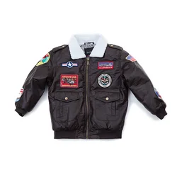 Leather Jacket for Girls PU A2 Bomber Warm Clothes Child Boy Coats Winter Vintage Baseball Outerwear Baby Girls and Boys Clothes