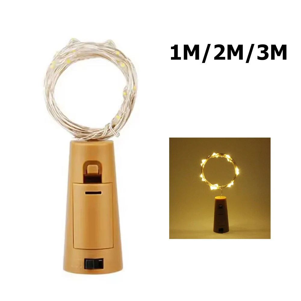 1M 2M 3M Kurk Vorm Led String Licht Koperdraad Fee Licht 10/20/30 Leds Warm Witte Wijnfles Decor Licht Voor Feestvakantie