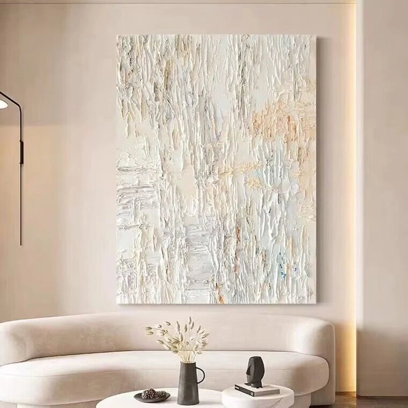 Simplicity Modern White Pure Hand Drawn Oil Painting Living Room Room Decoration Painting Corridor Murals Restaurant Sofa Murals