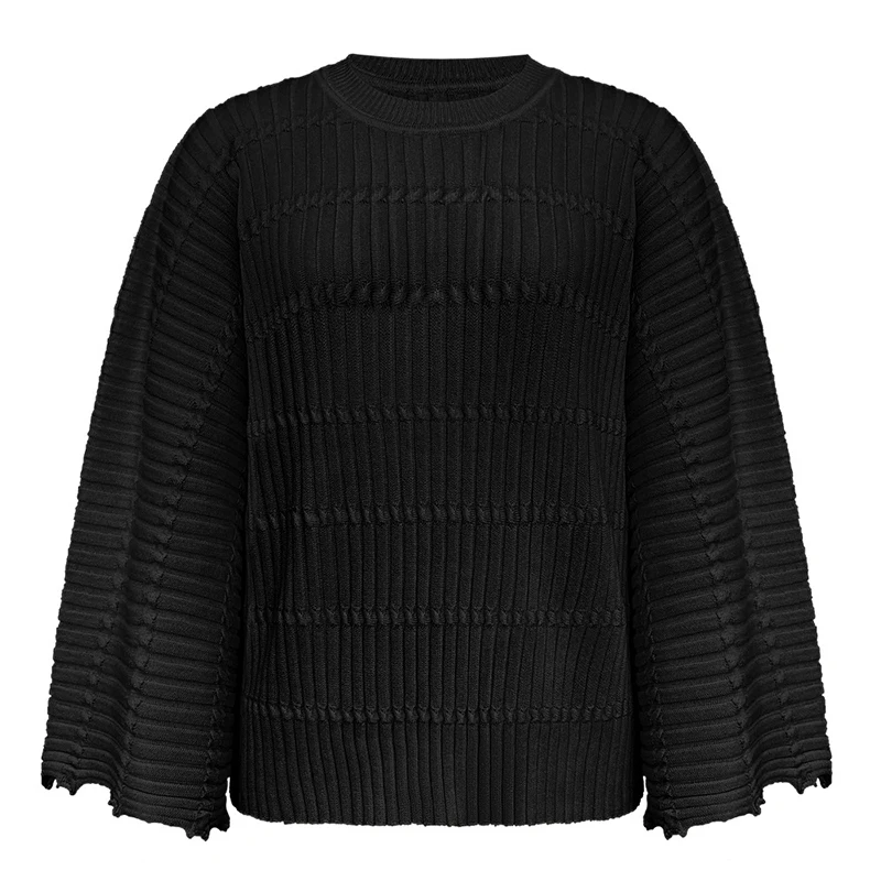 GVUW Knitted T Shirt For Women Full Sleeve Round Collar Versatile Pullover New 2025 Spirng Solid Color Female Clothing 17G9048