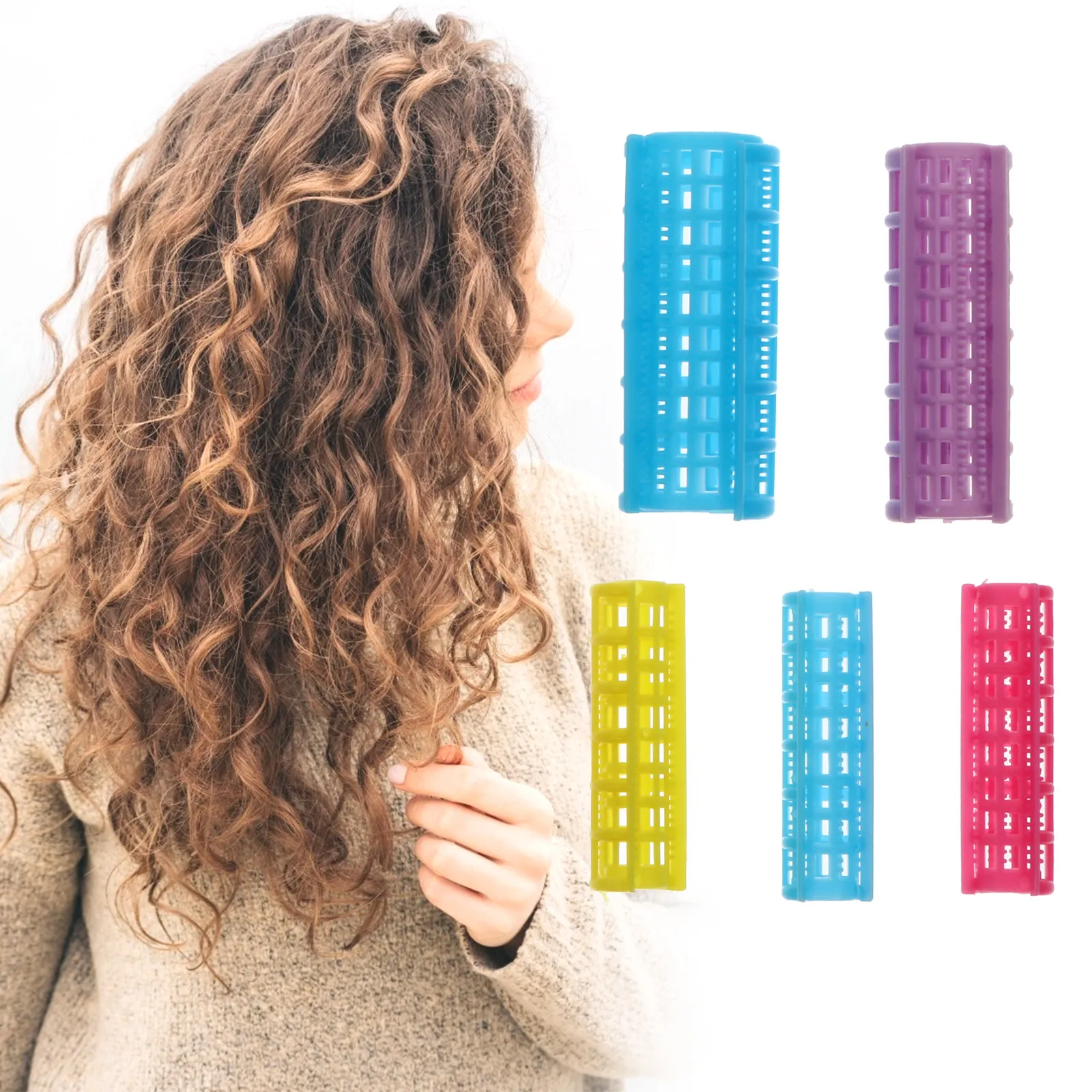 36Pcs Wave Hair Rollers Self Grip Curling Tools Premium Material Lightweight Portable DIY Wavy Hair Styling for Home Outdoor Use