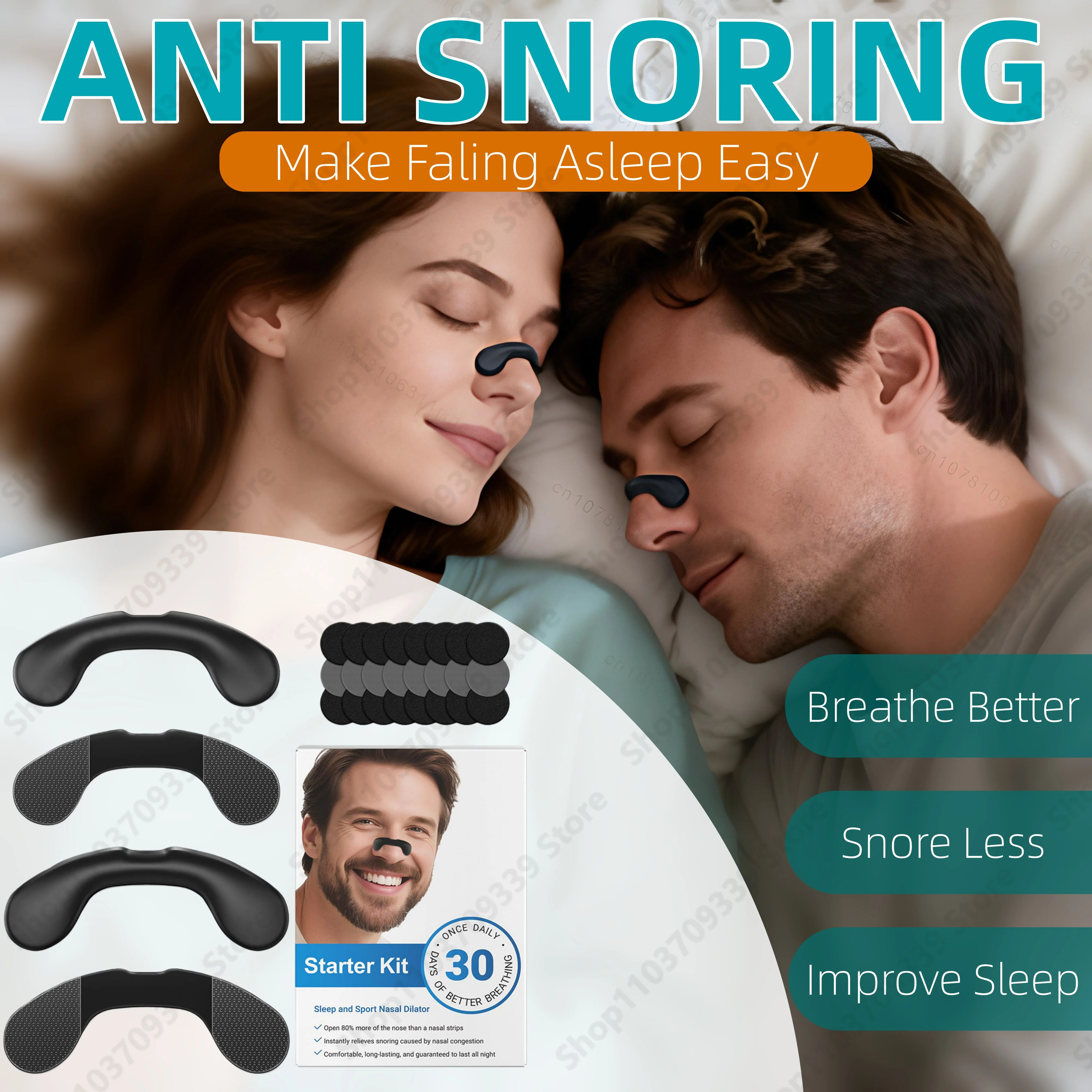 Kit de Démarrage de Dilatateurs Nasaux pour le Sport et le Sommeil – Bandes Respiratoires Nasales pour Réduire le Ronflement et Augmenter l'Apport d'Air