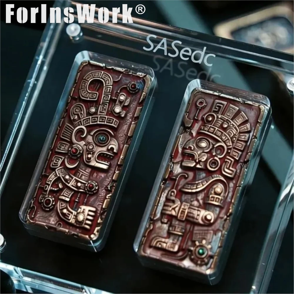 SAS EDC Brass Copper Co-branded Even Edition Cunjin Mechanical Push Slider Office Desk Gadgets