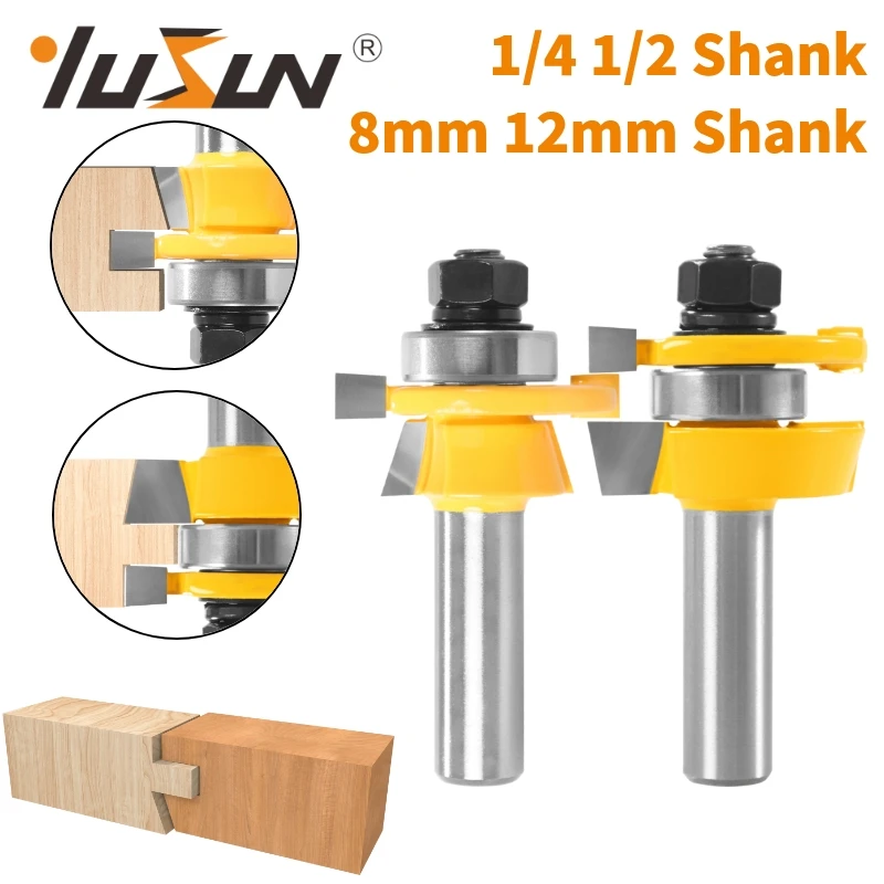 YUSUN 2PCS 15° Reversible Stile&Rail Assembly Chamfer Cttter Router Bit Woodworking Milling Cutter For Wood Tools