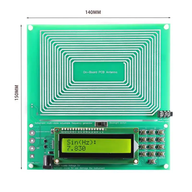 Generador de ondas Schumann, algoritmo DDS de 7,830Hz, oscilador de cristal Digital ajustable de 0.001Hz-200KHz con interfaz de alimentación USB