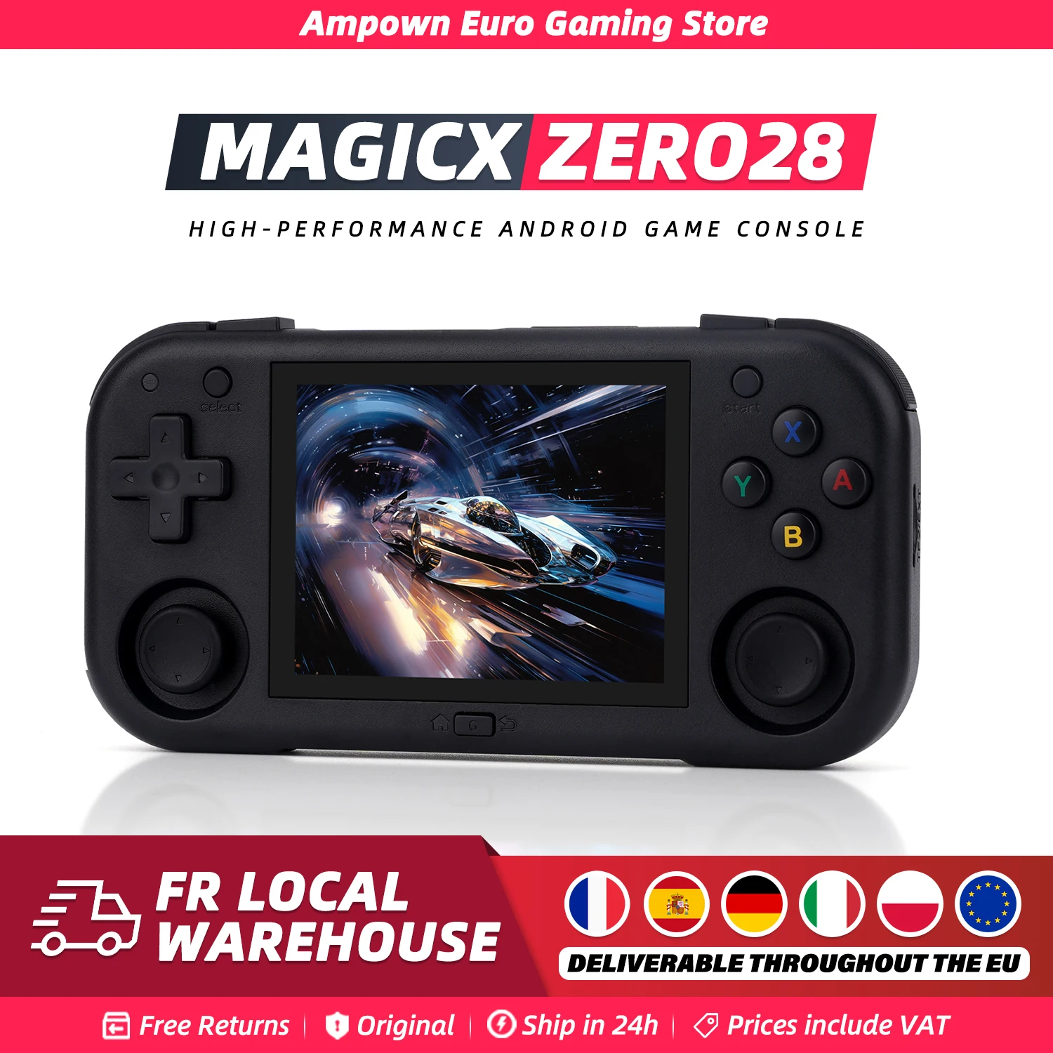AMPOWN Mini Zero 28 وحدة تحكم ألعاب فيديو محمولة 2.8 بوصة IPS شاشة A133P معالج أندرويد OS 2.4GWIFI MAGICX ZERO28 Player الهدايا
