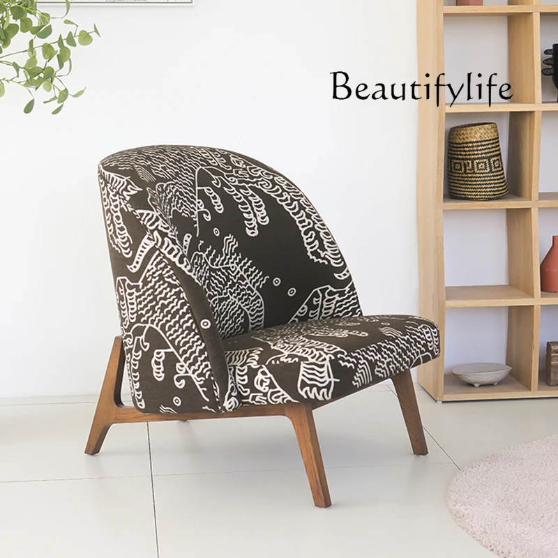 

Nordic French Linen Removable Single Sofa Wabi Wind Designer Dining Chair Restaurant Leisure Chair