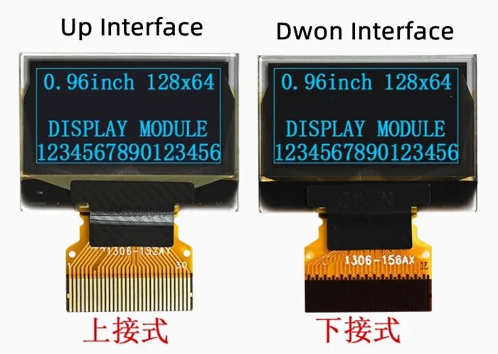 IPS 0.96 inch 30PIN SPI White/Blue/Yellow Blue PM OLED Screen SSD1306 Drive IC 128*64 Parallel/I2C Interface (12MM FPC)