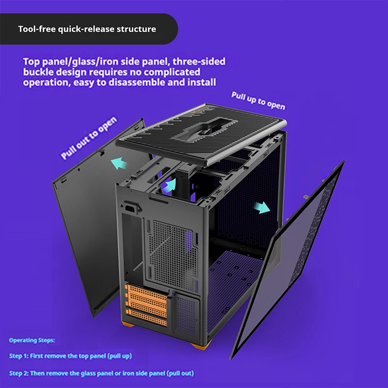 PowerTrain X-GAMERX P80 PC case ITX MATX Transparent side 240