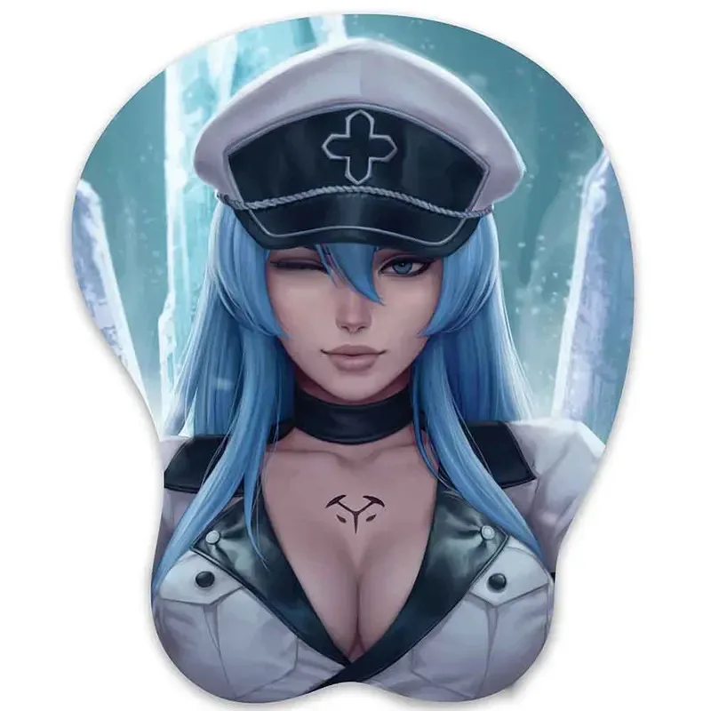 3D коврик для мыши, (Esdeath) Коврик для мыши Oppai с подставкой для запястий Игровой коврик Boobpad Поддержка запястья Коврик для мыши