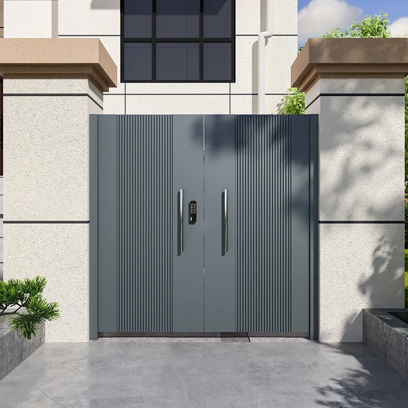 Stainless steel courtyard door modern villa door double open garden entrance door simple country courtyard fence door