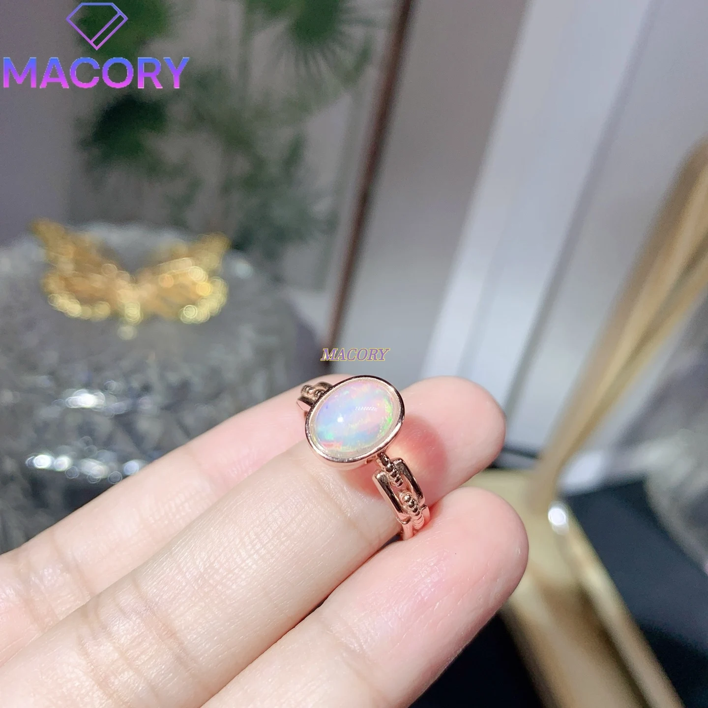 

Natural opal ring for women made of 925 sterling silver new fashion jewelry beautiful color suitable for daily wear