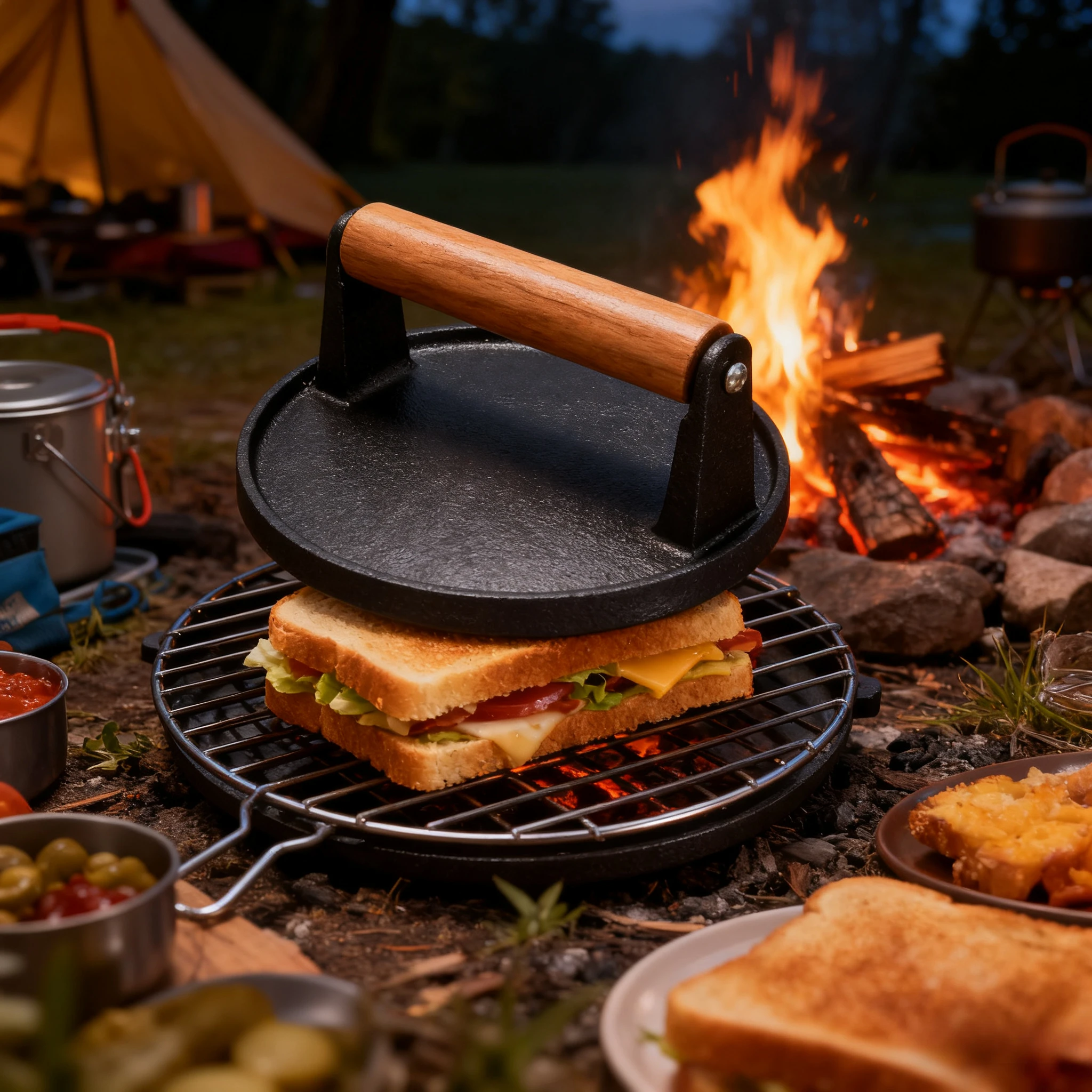 

Чугунный пресс-гриль, круглая и прямоугольная машина для разбивания гамбургеров с деревянной ручкой, сверхмощный пресс-гриль для стейка, панини и барбекю