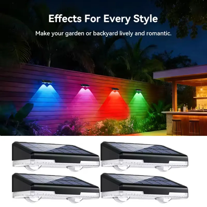 Solar Powered Outdoor Waterproof Wall Washer Light, Auto Dusk-to-Dawn Sensor for Garden Patio Decoration and Security.
