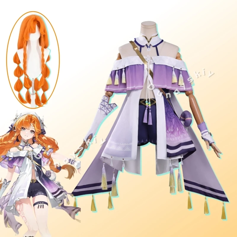 

Костюм для косплея Сигрид из игры Wuthering Waves, платье с открытыми плечами, наряд в западном фэнтезийном стиле, наряд в стиле Лолита для сцены, Хэллоуина, карнавала