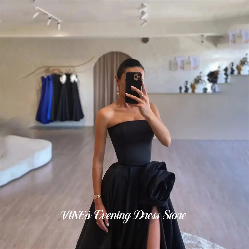 

VINES Red Evening Dresses with High Slit Gala Dresses Sleeveless Satin Formal Dresses A Line Minimalist Party Dress Customized