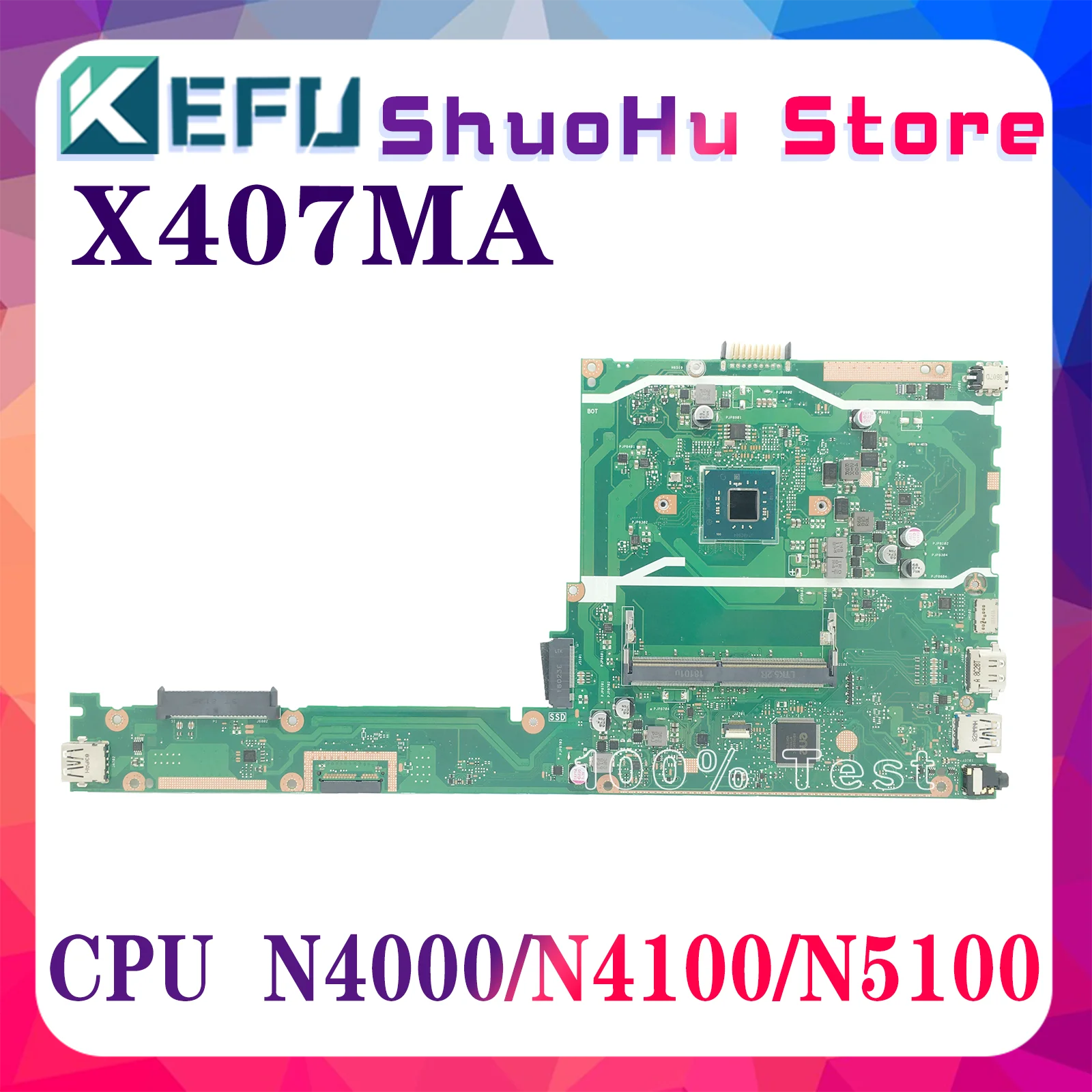 

X407MA With N5000 N4000 N4100 CPU Notebook Mainboard For ASUS VivoBook 14 X407MA X407M Laptop Motherboard 100% Tested Working