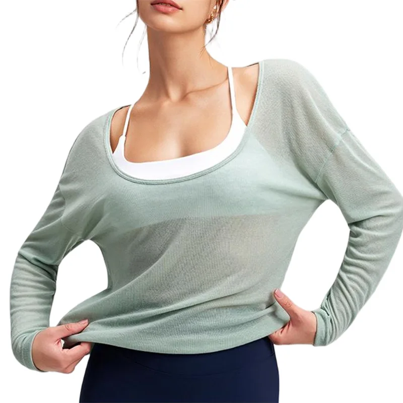 Sudadera con Capucha para Yoga LA KACO, Nueva, Holgada, Delgada, Transpirable, Ropa de Yoga para Mujer, Secado Rápido, Top para Ejercicio y Pilates