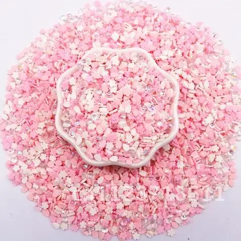 Crafts Supplies Slime Filling Nail Art Polymer Clay Slices Romantic Themed Fake Shell Clay Slices Sakura Pearls Mixed Sprinkles