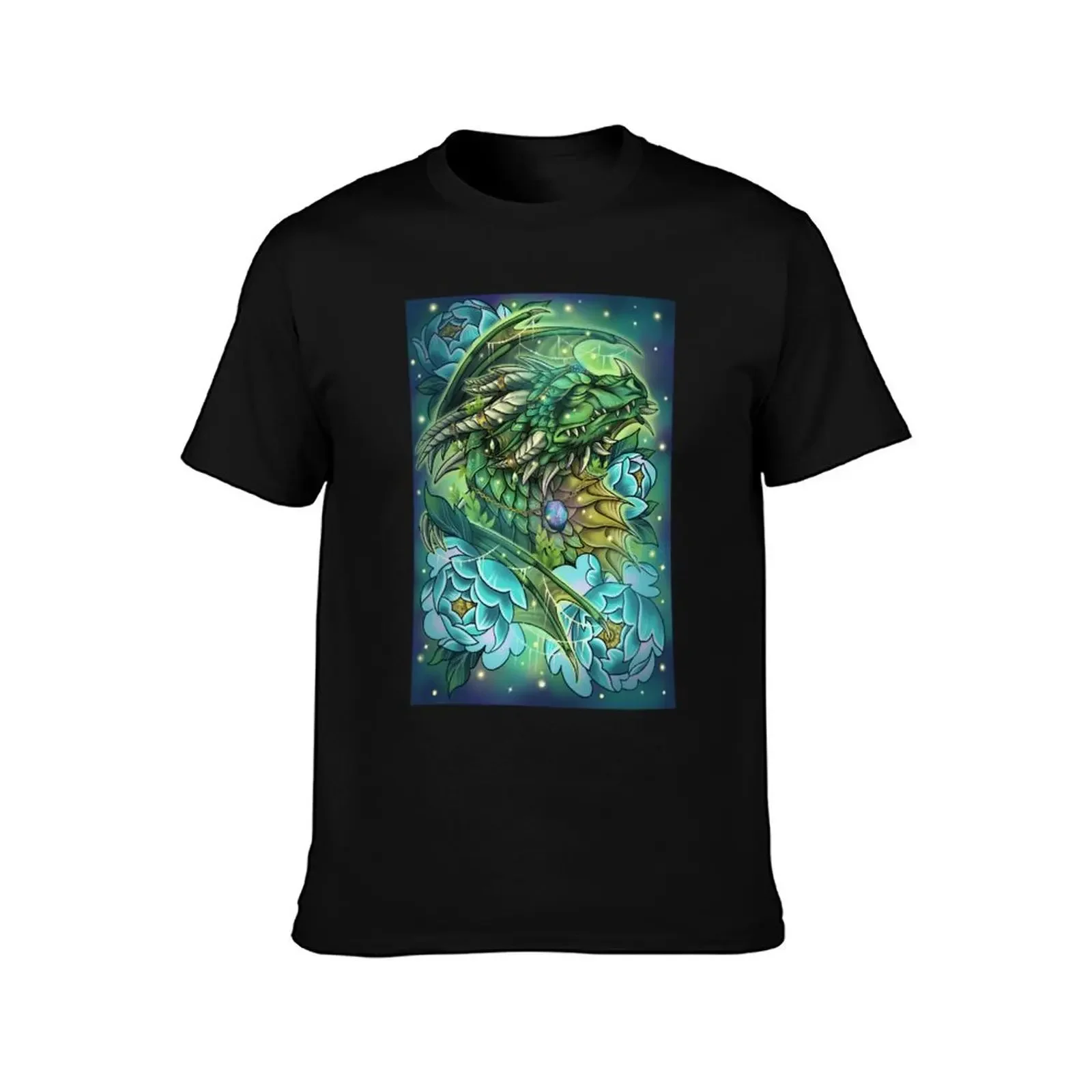 Green Dragonflight Dreamer Dragon with background T-Shirt oversized graphic t shirts heavyweight t shirts for men