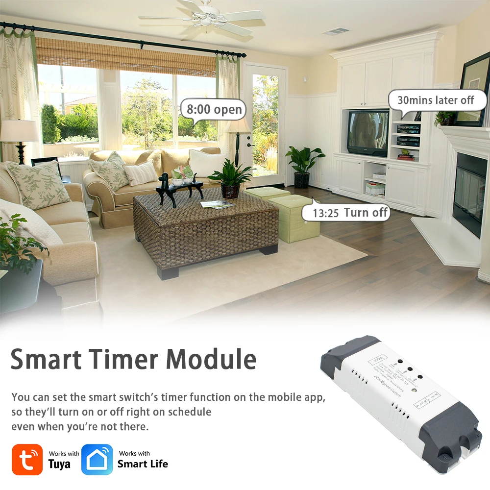 2CH Tuya Zigbee 12V 24V 220V 230V Dry Contact Relay Module for Light Motor Garage Alexa Smart Switch Controller