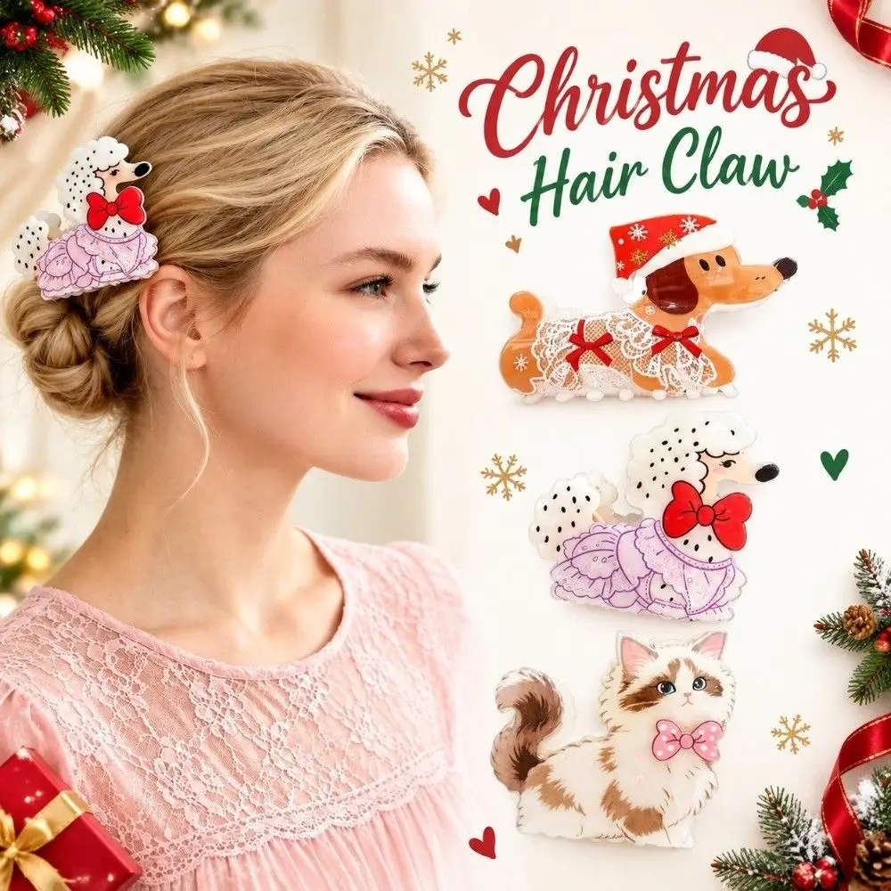 Acrylic Christmas Hair Claw Multicolor PVC Cartoon Hair Clip Strong Hold Lightweight Cute Shark Clip Teenagers