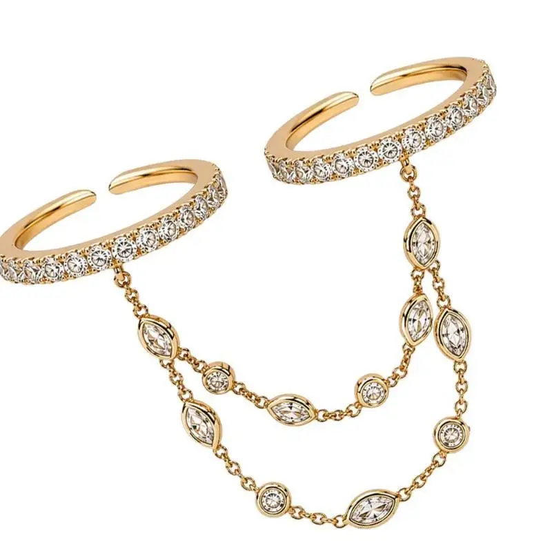 Double Layer Chain Ring Women Accessories Adjustable Summer Fashion Tassel Stainless Steel Finger Rings Beach Jewelry