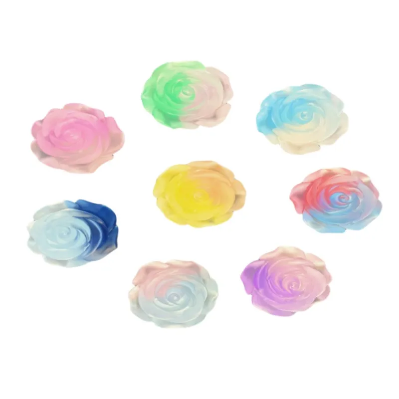 

5pcs mix 35mm/1.38inch Resin flower decorative craft flat bottom Cabochon for scrapbook Diy accessories color random