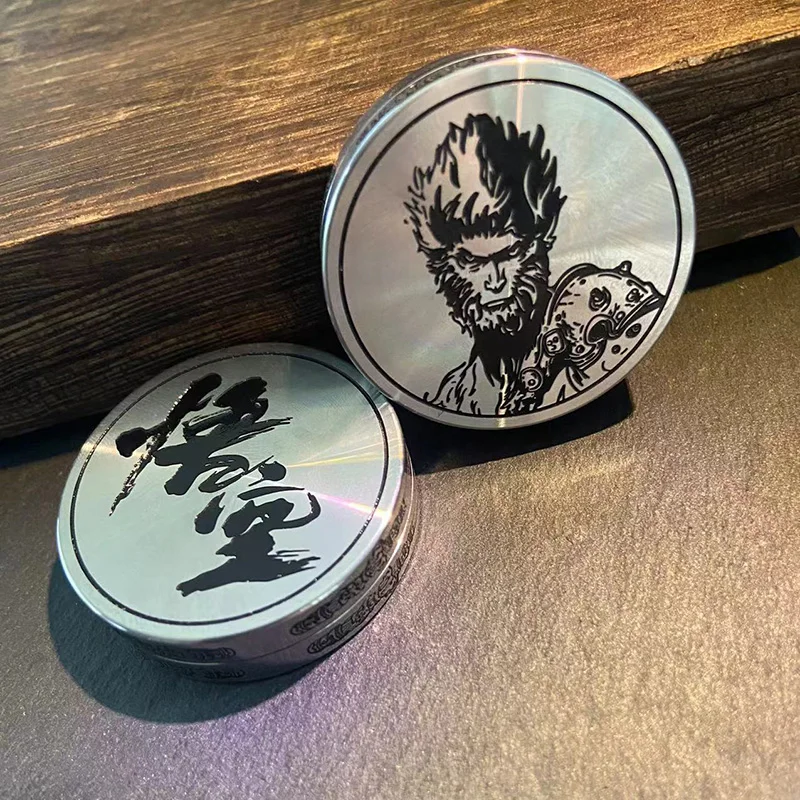 Wukong Haptic Coin Fidget Spinner Stainless Steel Ratchet Mechanical Rotary Push Slider EDC Adult Fashion Fidget Toys