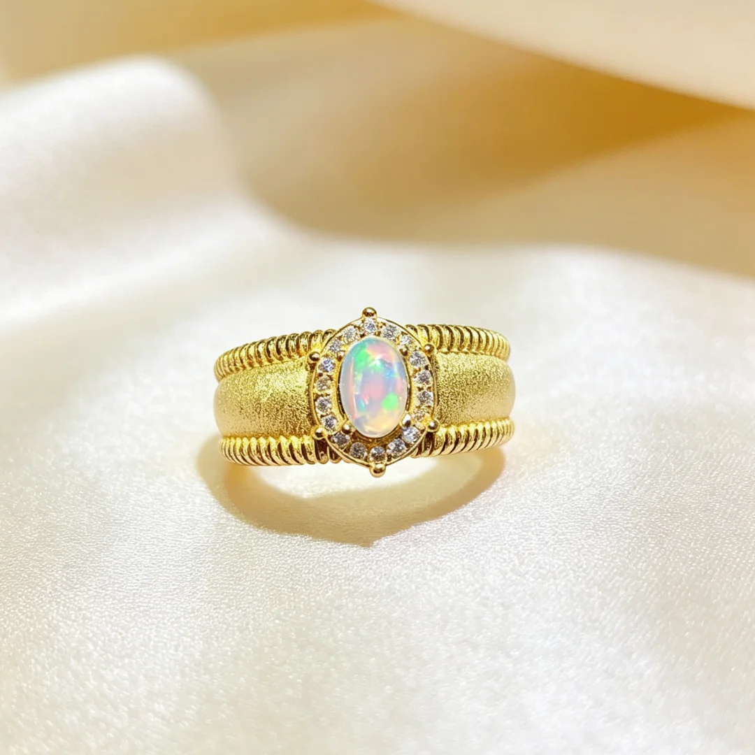 Luxurious Design Natural Opal Ring S925 Silver Bright Glossy Stone Fine Polish Unique Shape Luxury Charming Ladies Finger Ring