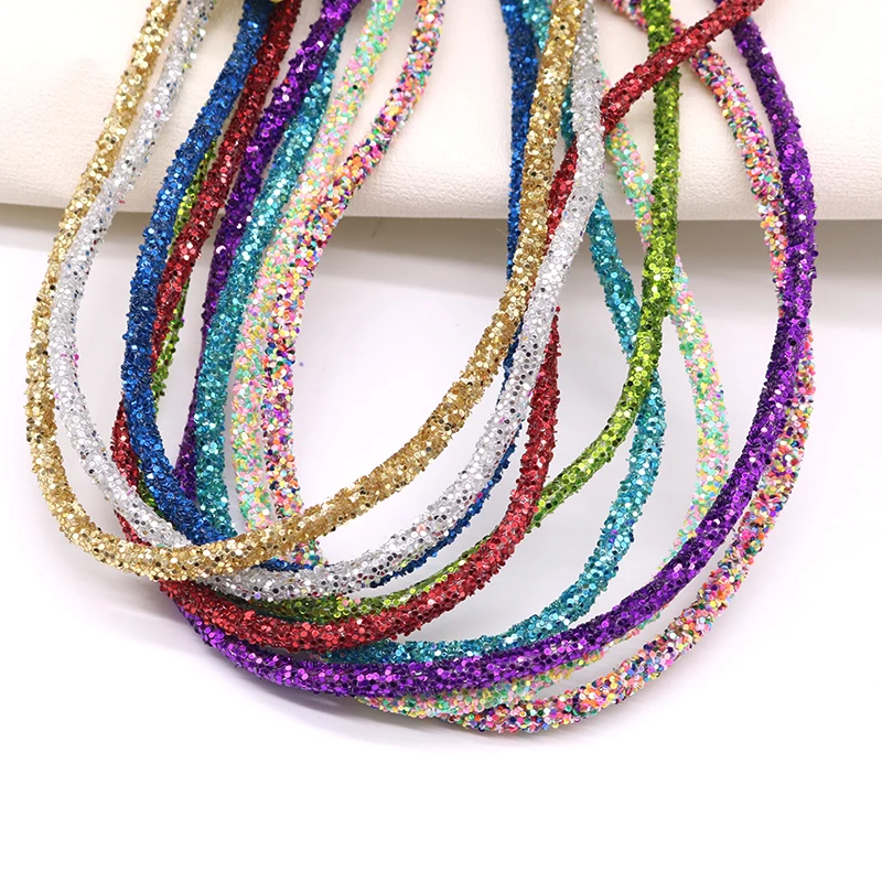 1yard 6mm Resin Glitter Rope Tube Cord Sequin Trimming DIY Jewelry Bracelet Necklace Garment Shoes Party Decoration Wedding