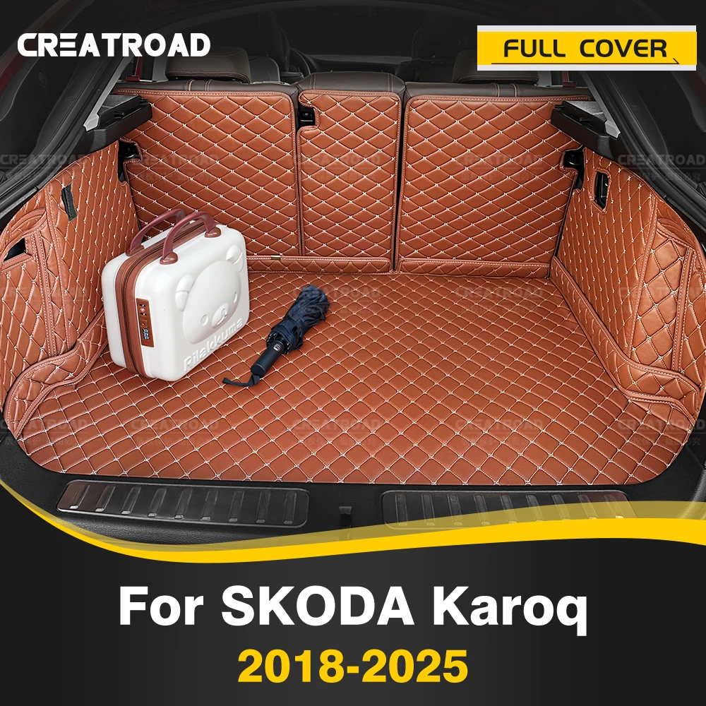 

CREATROAD для SKODA Karoq 2018-2025 2024 2023 2022, коврик для багажника с полным покрытием, автомобильный защитный багажник, аксессуары для интерьера