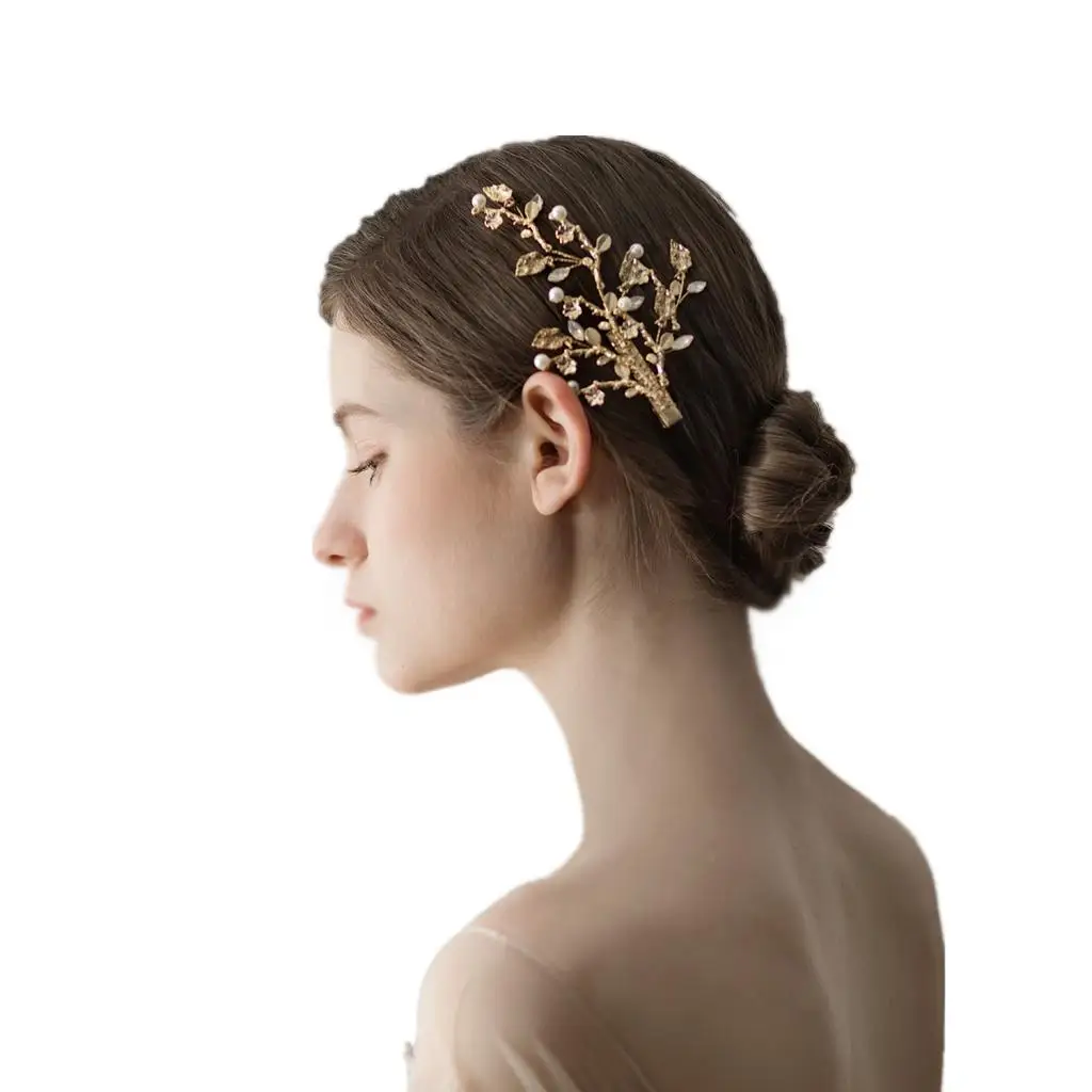 

Rhinestone Hair Pins, Golden Hair Clips, Headpiece Wedding Hair Vine