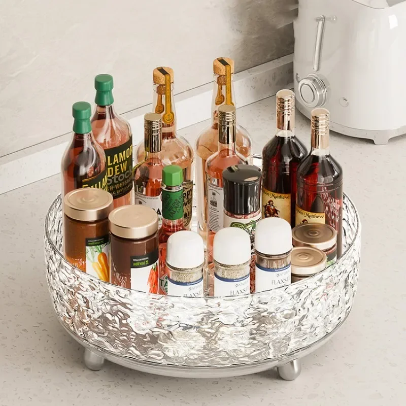 360 Rotating Spice Rack for Kitchen Storage Cupboard Organizer Lazy Susan Multi-Functional Spice Rack Revolving Condiment Holder