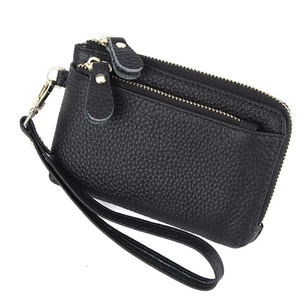 Fashion Cowhide Women Wallets Multi Functional Multi Card Slots Wallet Solid Color Zipper Purses