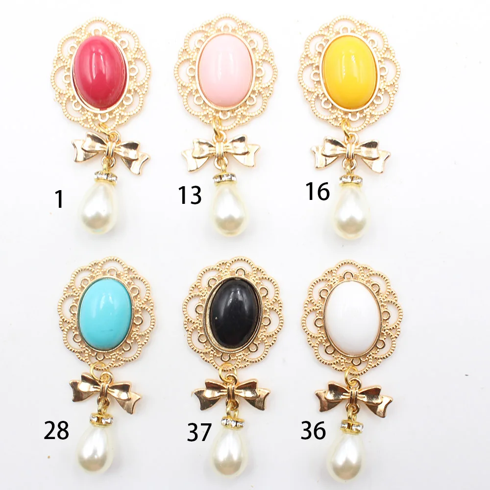 New gold hollowed out flower plate bow pendant DIY earrings necklace fashionable and elegant versatile accessories 6pcs/lot for