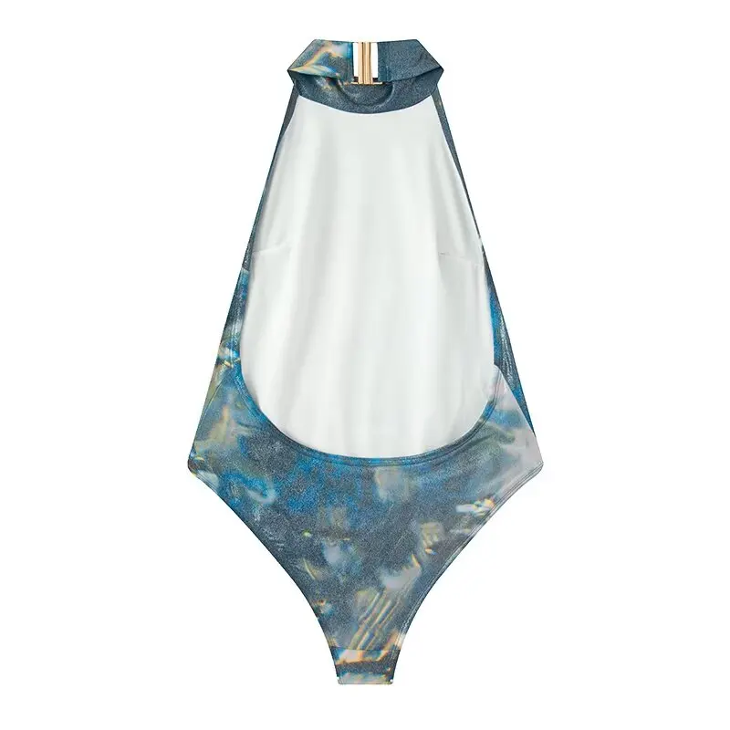 Y2k ارتداءها مثير المرأة صد Harajuku موضة الصيف الاتجاه الأعلى مفتوحة الظهر لامعة التخسيس جلود ملابس السباحة بلا أكمام