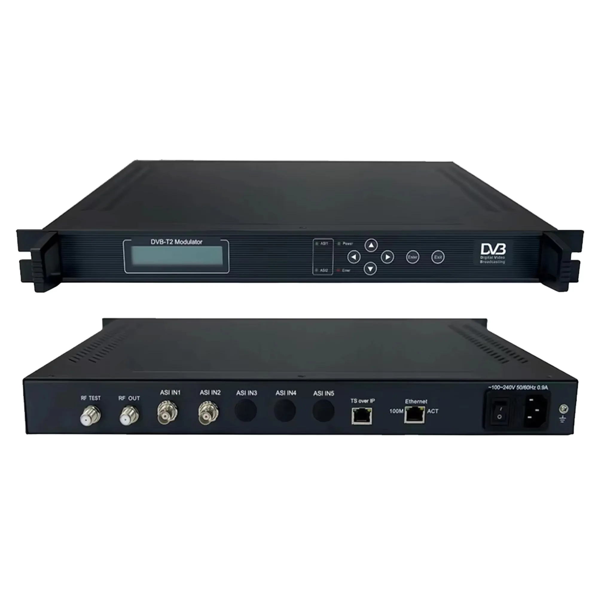 DVB‑T2 Modulator ASI & IP Input To RF Output，it supports 1×ASI,1×IP input and 1×DVB-T2 RF For Digital TV CATV Headend System