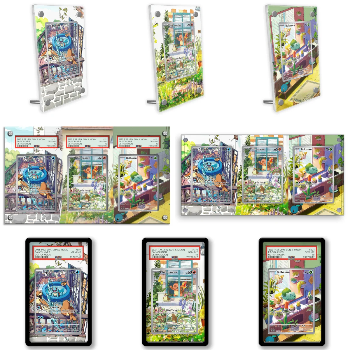 

Pokemon Anime Charmander Bulbasaur Card Extended Art Display Case Collection Card Extended Painting Psa Display Rack Excluding
