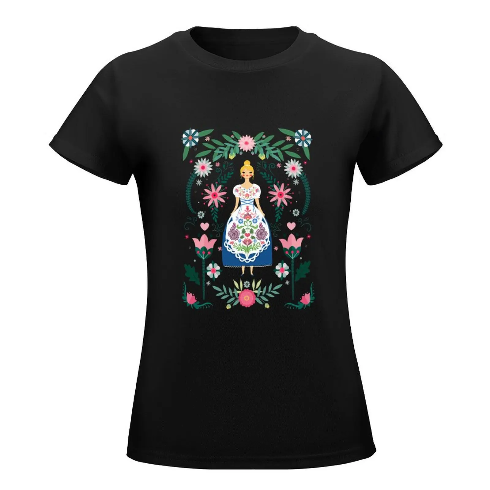 Folk Art Forest Fairy Tale Fraulein T-Shirt blanks anime tshirts for Women