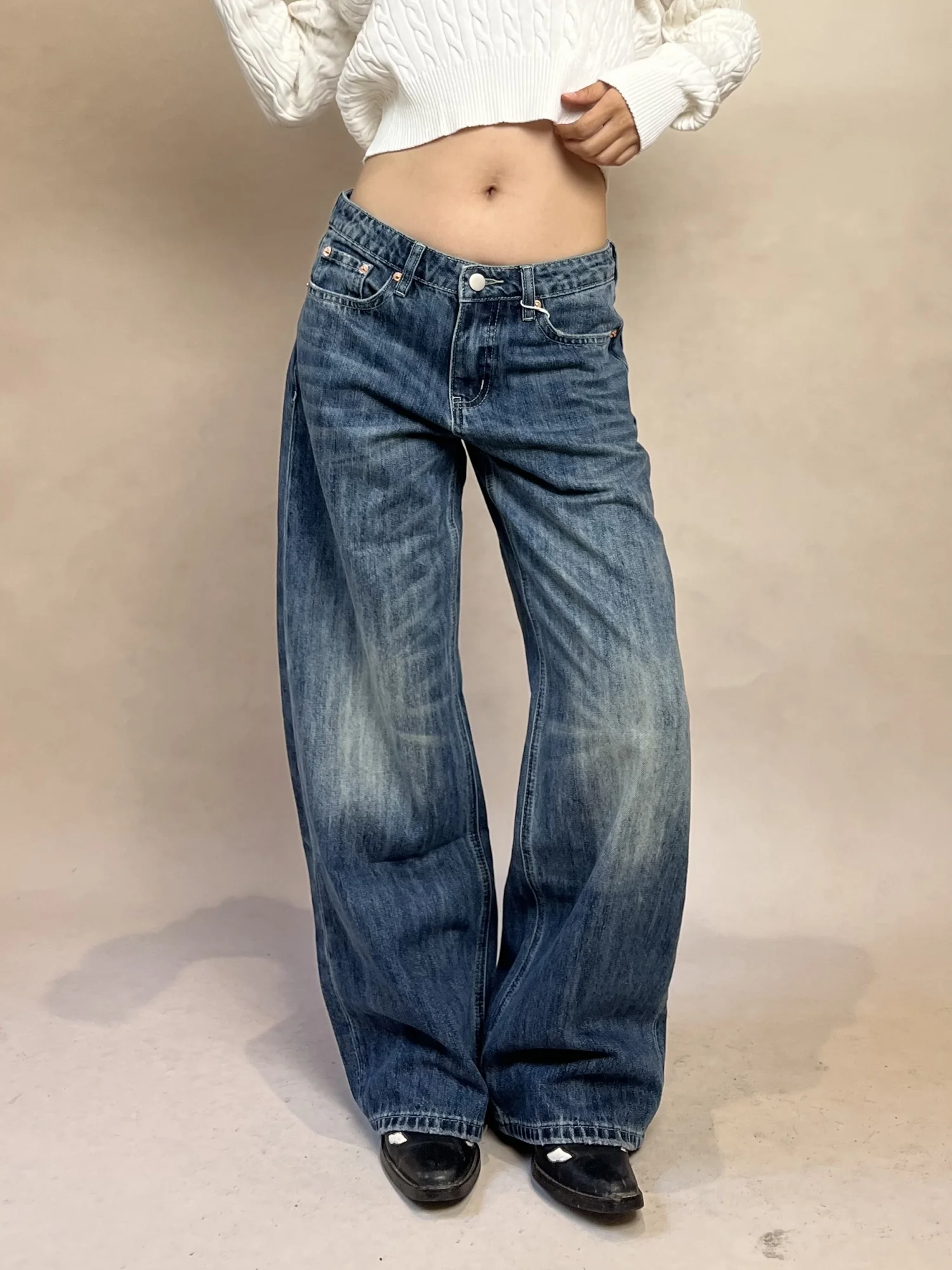 

Джинсы TheDINA2026 винтажные, свободного кроя, прямые, в пол, с цветочной вышивкой, женские летние повседневные брюки