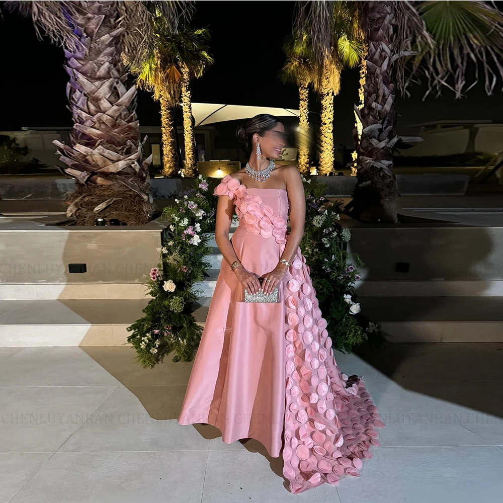 

MOLISA индивидуальное розовое платье для выпускного вечера на одно плечо с 3D цветком в Дубае, асимметричное вечернее платье трапециевидной формы длиной до пола