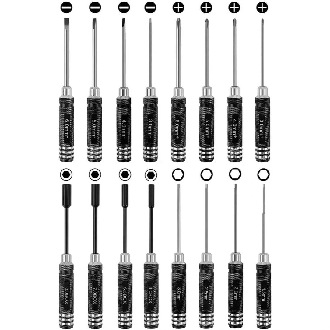 

RC Tool Kit Hex Screw Driver Repair Set for RC Car Boat Multirotors, Durable High-Speed Steel