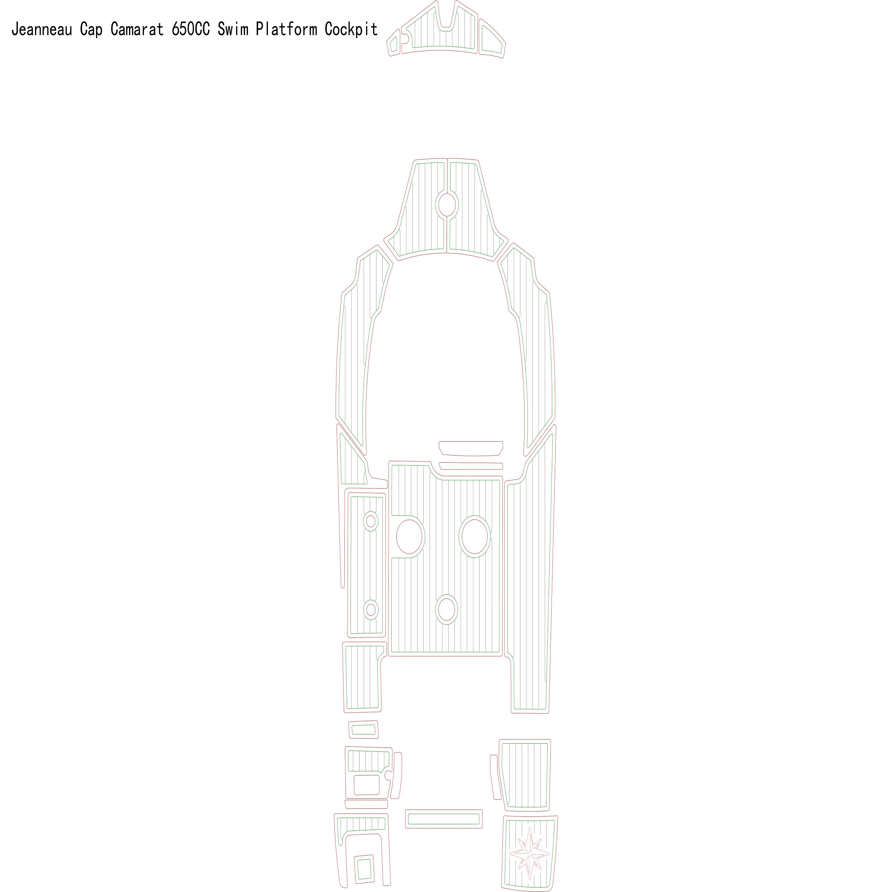 Jeanneau Cap Camarat 650CC Swim Platform Cockpit Boat EVA Faux Teak Deck Floor Pad